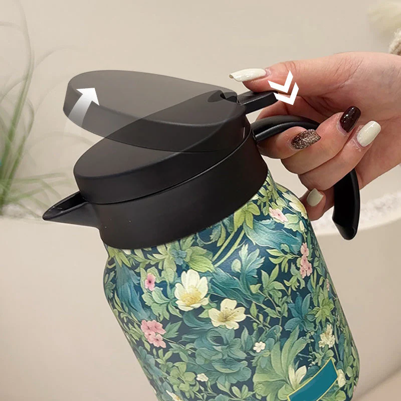 💘Valentijnsaanbieding: 50% Korting!🍵 1000ml Vacuümgeïsoleerde Theepot met Zeef – Warm/Koud Houdend & Elegant Bloemenpatroon! - Image 4