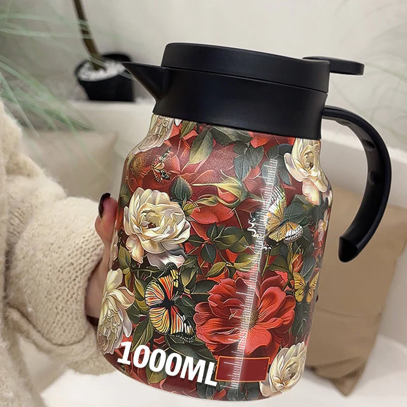 💘Valentijnsaanbieding: 50% Korting!🍵 1000ml Vacuümgeïsoleerde Theepot met Zeef – Warm/Koud Houdend & Elegant Bloemenpatroon! - Image 5