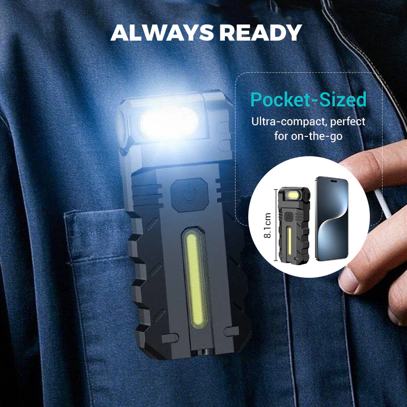 🌞Fris De Lente In Met 50% Korting!🔦180° Draaibare LED Werklamp | Dubbele Lichtbronnen & Magnetische Basis | Compact EDC Zaklamp - Image 11