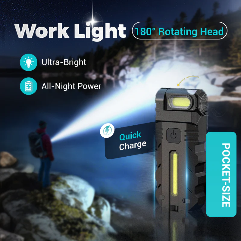 🌞Fris De Lente In Met 50% Korting!🔦180° Draaibare LED Werklamp | Dubbele Lichtbronnen & Magnetische Basis | Compact EDC Zaklamp - Image 5