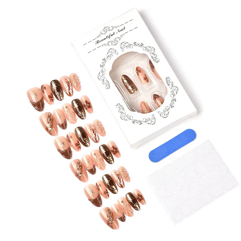 💅✨ 30 Stuks Handgemaakte Amandelvormige Kunstnagels – Elegant 3D-Ontwerp, Moeiteloos Aanbrengen & Duurzaam Herbruikbaar (Salon Manicure Thuis!) - Image 2