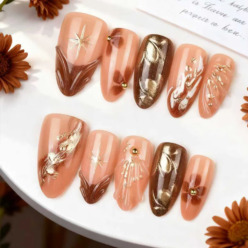 💅✨ 30 Stuks Handgemaakte Amandelvormige Kunstnagels – Elegant 3D-Ontwerp, Moeiteloos Aanbrengen & Duurzaam Herbruikbaar (Salon Manicure Thuis!) - Image 3