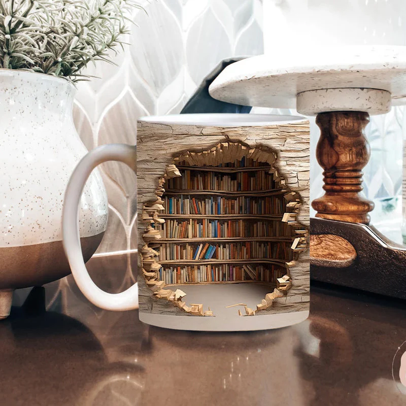 🎅 Exclusief Sinterklaasvoordeel!50% KORTING✨ Creatief 3D Boekenplank Mok (Keramiek) – Magnetronveilig, Vaatwasserbestendig & Decoratief (Perfect voor Boekenliefhebbers & Creatieve Decor!) - Image 10