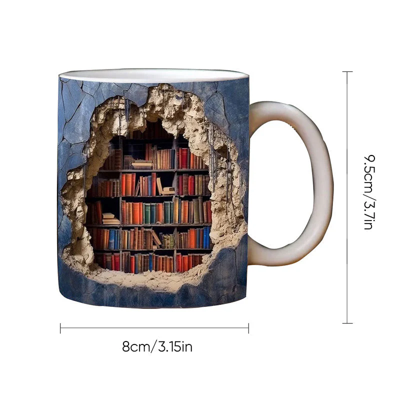 🎅 Exclusief Sinterklaasvoordeel!50% KORTING✨ Creatief 3D Boekenplank Mok (Keramiek) – Magnetronveilig, Vaatwasserbestendig & Decoratief (Perfect voor Boekenliefhebbers & Creatieve Decor!) - Image 11