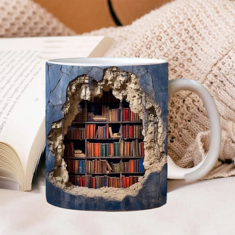 🎅 Exclusief Sinterklaasvoordeel!50% KORTING✨ Creatief 3D Boekenplank Mok (Keramiek) – Magnetronveilig, Vaatwasserbestendig & Decoratief (Perfect voor Boekenliefhebbers & Creatieve Decor!) - Image 12