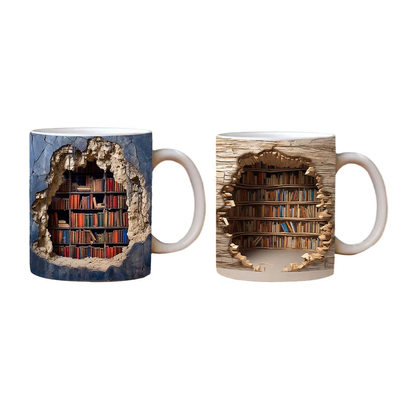🎅 Exclusief Sinterklaasvoordeel!50% KORTING✨ Creatief 3D Boekenplank Mok (Keramiek) – Magnetronveilig, Vaatwasserbestendig & Decoratief (Perfect voor Boekenliefhebbers & Creatieve Decor!) - Image 14