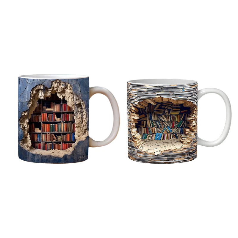🎅 Exclusief Sinterklaasvoordeel!50% KORTING✨ Creatief 3D Boekenplank Mok (Keramiek) – Magnetronveilig, Vaatwasserbestendig & Decoratief (Perfect voor Boekenliefhebbers & Creatieve Decor!) - Image 15
