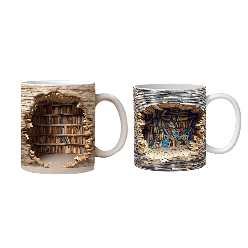 🎅 Exclusief Sinterklaasvoordeel!50% KORTING✨ Creatief 3D Boekenplank Mok (Keramiek) – Magnetronveilig, Vaatwasserbestendig & Decoratief (Perfect voor Boekenliefhebbers & Creatieve Decor!) - Image 16