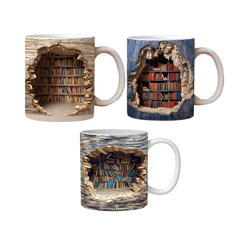 🎅 Exclusief Sinterklaasvoordeel!50% KORTING✨ Creatief 3D Boekenplank Mok (Keramiek) – Magnetronveilig, Vaatwasserbestendig & Decoratief (Perfect voor Boekenliefhebbers & Creatieve Decor!) - Image 17