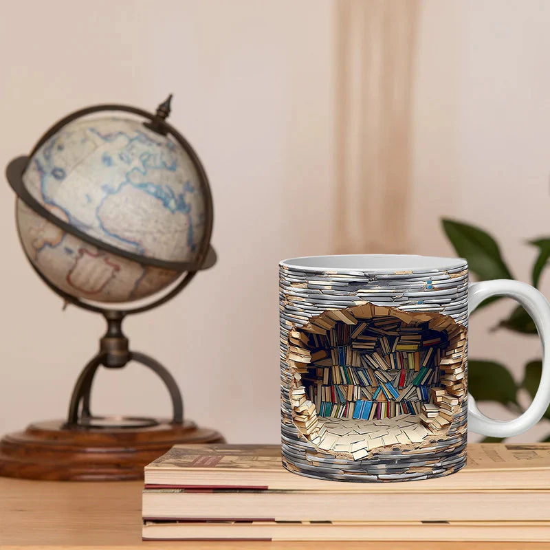 🎅 Exclusief Sinterklaasvoordeel!50% KORTING✨ Creatief 3D Boekenplank Mok (Keramiek) – Magnetronveilig, Vaatwasserbestendig & Decoratief (Perfect voor Boekenliefhebbers & Creatieve Decor!) - Image 20