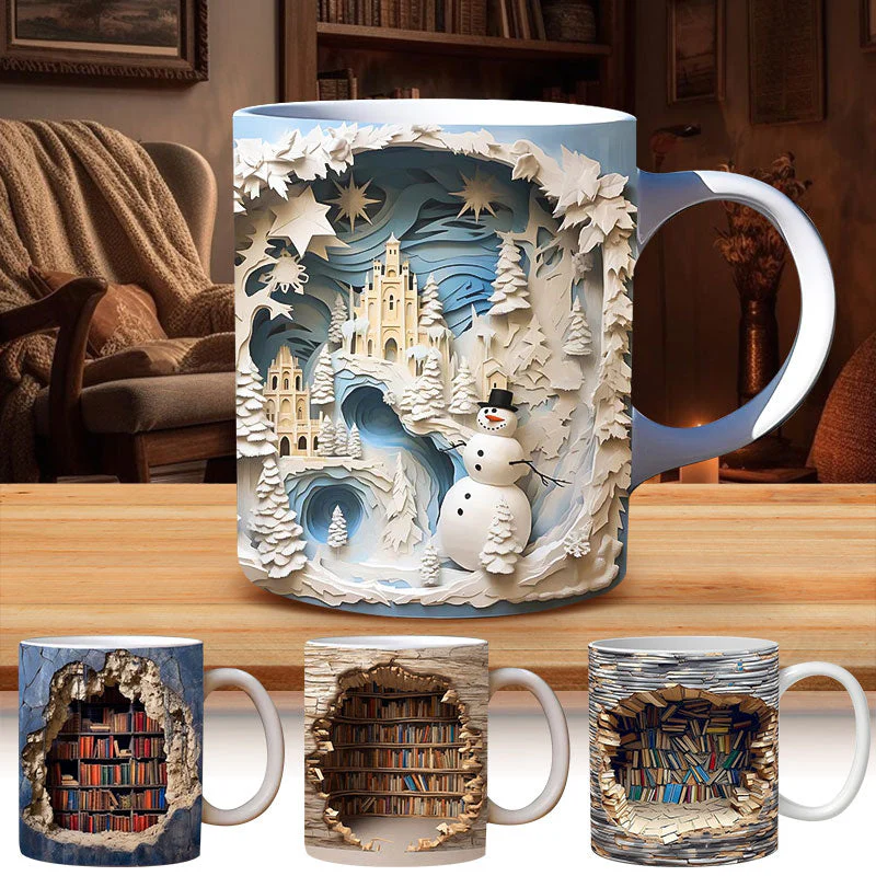 🎅 Exclusief Sinterklaasvoordeel!50% KORTING✨ Creatief 3D Boekenplank Mok (Keramiek) – Magnetronveilig, Vaatwasserbestendig & Decoratief (Perfect voor Boekenliefhebbers & Creatieve Decor!) - Image 7