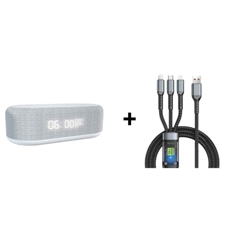 🌞Fris De Lente In Met 50% Korting!🔋6-in-1 Draadloos Laadstation 25W – Klok, Wekker, Bluetooth Speaker & Nachtlampje | All-in-One Nachtkastje! - Image 11