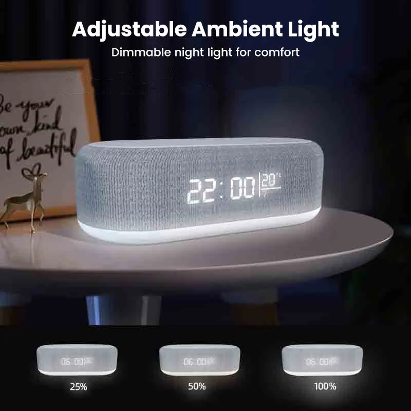🌞Fris De Lente In Met 50% Korting!🔋6-in-1 Draadloos Laadstation 25W – Klok, Wekker, Bluetooth Speaker & Nachtlampje | All-in-One Nachtkastje! - Image 7