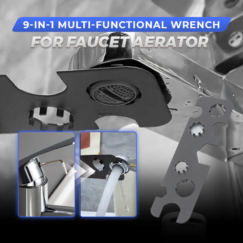 🔧🚰 9-in-1 Multifunctionele Kraanbeluchter Sleutel – RVS Materiaal, Universele Compatibiliteit & Tijdbesparend (Kraan Reparatie Must-Have!)