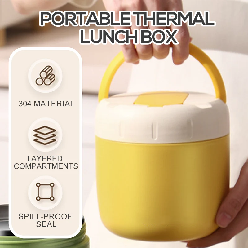 🎉Nieuwjaars Cadeau 50% KORTING!🍱1,5L Vacuümgeïsoleerde Lunchbox (Roestvrij Staal): 12 Uur Warmhouden + Lekvrij & Laagjesontwerp – Perfect Voor Onderweg!