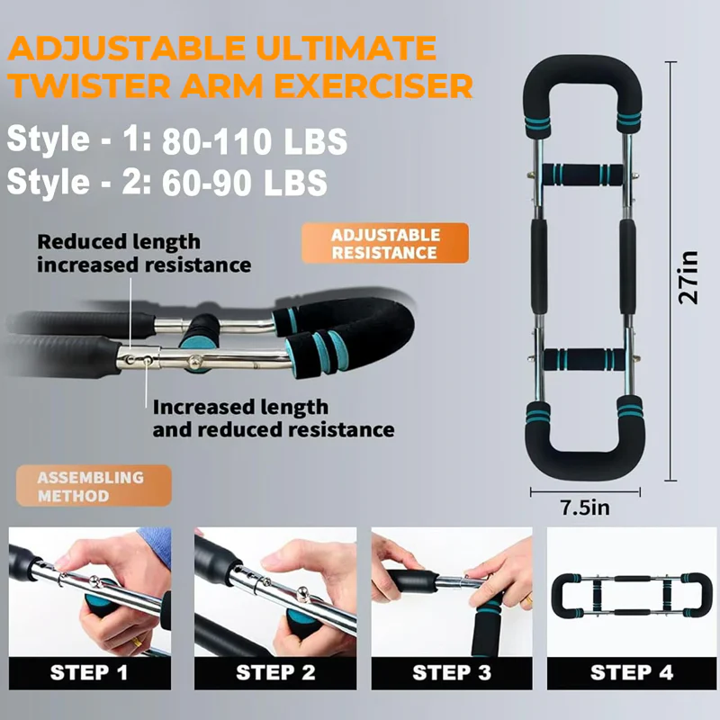 🎉Nieuwjaars Cadeau 50% KORTING!💪U-vormige Verstelbare Veerarmtrainer (3-in-1 Weerstand + Reizenproof) – Train Armen/Schouders/Rug in Één Beweging!
