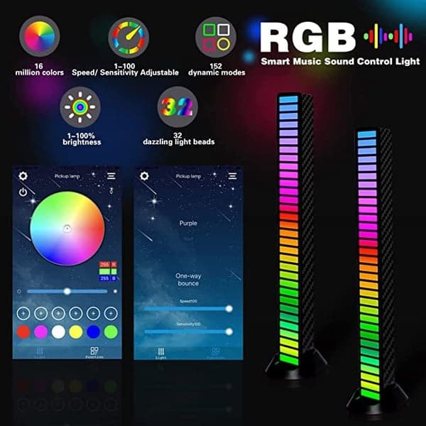 🎵🎮🚗 Draadloze Sound Activated RGB Light Bar – Bluetooth Bediening, 32-Bit Processor & Meerdere Scenario's (Gaming & Muziek Sfeer Must-Have!) - Image 3