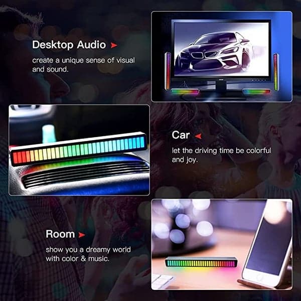 🎵🎮🚗 Draadloze Sound Activated RGB Light Bar – Bluetooth Bediening, 32-Bit Processor & Meerdere Scenario's (Gaming & Muziek Sfeer Must-Have!) - Image 4