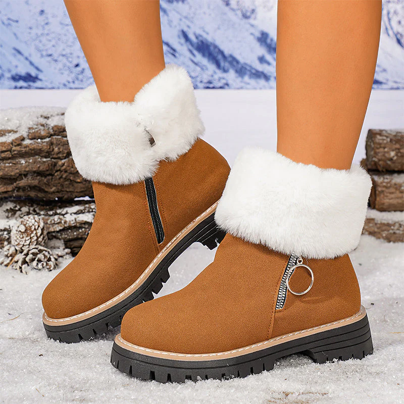 🖤Black Friday topper!✨ Dames Sneeuwlaarzen Met Bontkraag & Ritssluiting – Stylish Warmte, Antislip Zool & Veelzijdige Kleuren (Winter Must-Have voor Trendy & Warme Voeten!)