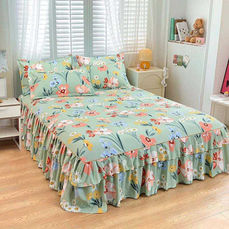 💘Valentijnsaanbieding: 50% Korting! 👑Luxe 3-Delige Bedrokset met Dubbellagse Ruches – Romantisch & Comfortabel voor Jouw Slaapkamer!