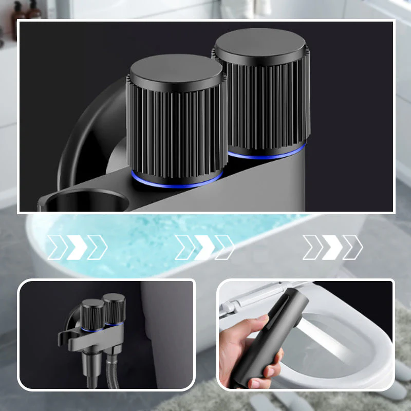 🎉Nieuwjaars Cadeau 50% KORTING!🚽1-In-2-Out Dubbele Regelklep & Bidetspuit Set - Luchtimpuls Boost & Ruimtebesparend: Grondige Toiletreiniging! - Image 6