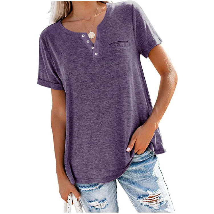 T-shirt met korte mouwen en zak in effen kleurmode - Image 10