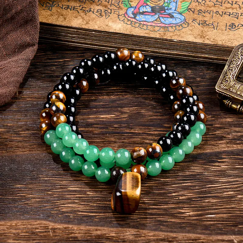 🎉Nieuwjaars Cadeau 50% KORTING!🌿Bohemian Natuursteen Kralenketting (Tijgeroog + Epidote) – Bohemian Chic & Alledaags Comfort: Perfect Voor Festivals/Uitstapjes! - Image 4