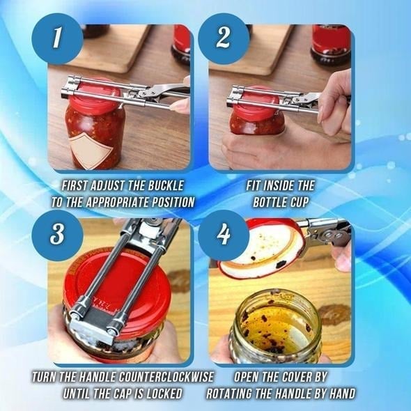 🍶🔧 Verstelbare Multifunctionele Roestvrijstalen Blikopener – Antislipgroeven, Tot 10cm Deksels & Gemakkelijk Voor Senioren! - Image 3