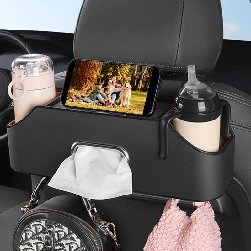🚗🧺 Autostoelrug Opbergdoos – Multifunctionele Grote Capaciteit, Veilig Rijden & Hoogwaardig Microfiber Leer(Perfect voor Auto Organisatie!)