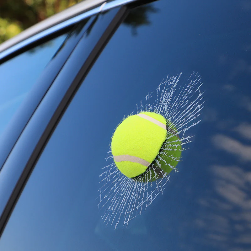 🖤Black Friday topper!50% korting ✨ Creatieve 3D Sportbal Autoruit Sticker – Realistisch Barstdesign, Duurzaam PVC & Meerdere Sportstijlen (Grappig Autoaccessoire, Zelfklevend!)