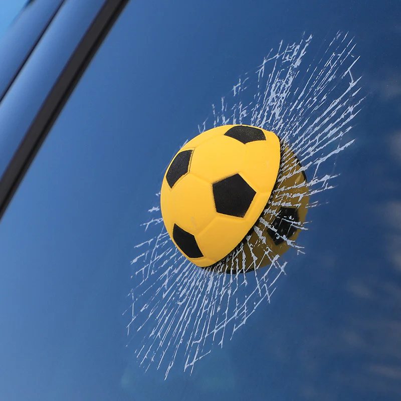 🖤Black Friday topper!50% korting ✨ Creatieve 3D Sportbal Autoruit Sticker – Realistisch Barstdesign, Duurzaam PVC & Meerdere Sportstijlen (Grappig Autoaccessoire, Zelfklevend!) - Image 3