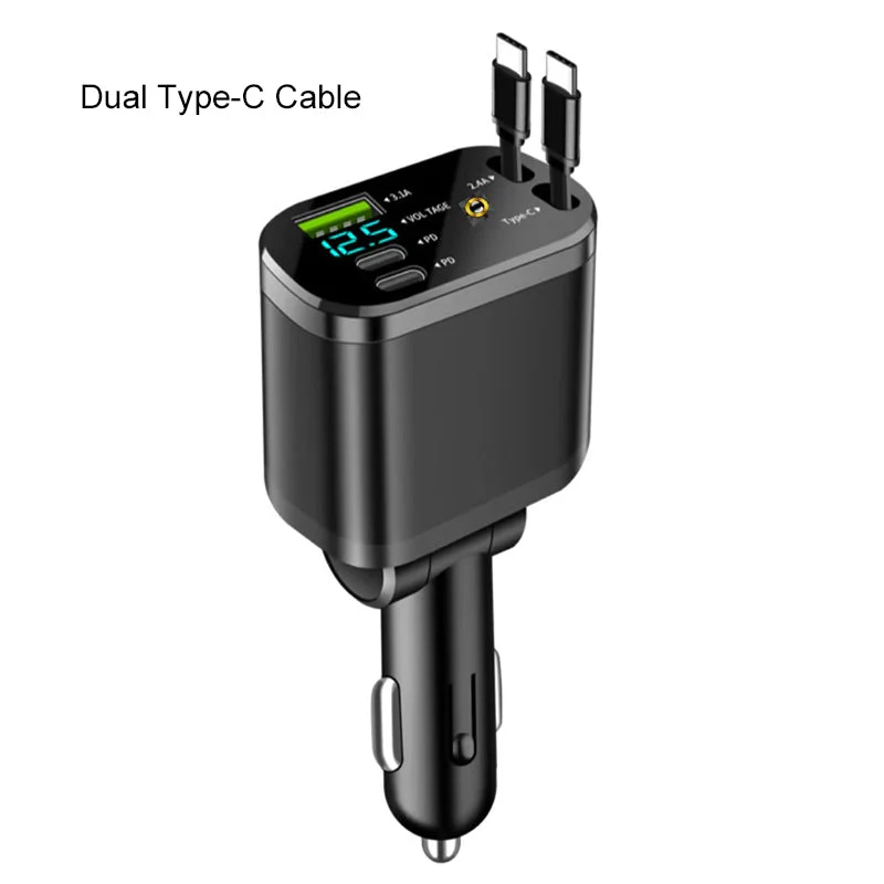 🚗🔌🎵 2-in-1 Auto Oplader & Bluetooth-speler – Snelladen, Dubbele Intrekbare Kabels & Starlight Ambiance (Universeel Compatibel)! - Image 2