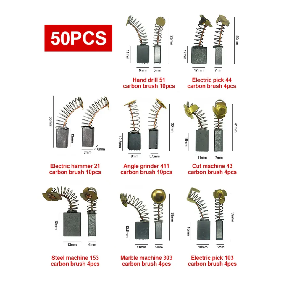 🎄Kerstdeal ALTIJD 50% KORTING!🔧50PCS Koolborstelset voor Elektrische Gereedschappen - Compatibel Met Makita/Bosch & Duurzaam: Snelle Installatie Voor DIY'ers & Werkplaatsen! - Image 2