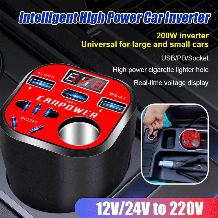 🎉Nieuwjaars Cadeau 50% KORTING!🚗Intelligente Auto-Omvormer (Bekerontwerp): 100W Supersnel Laden + 9-Voudige Veiligheid – Stabiel & Compatibel Met Alle Apparaten!