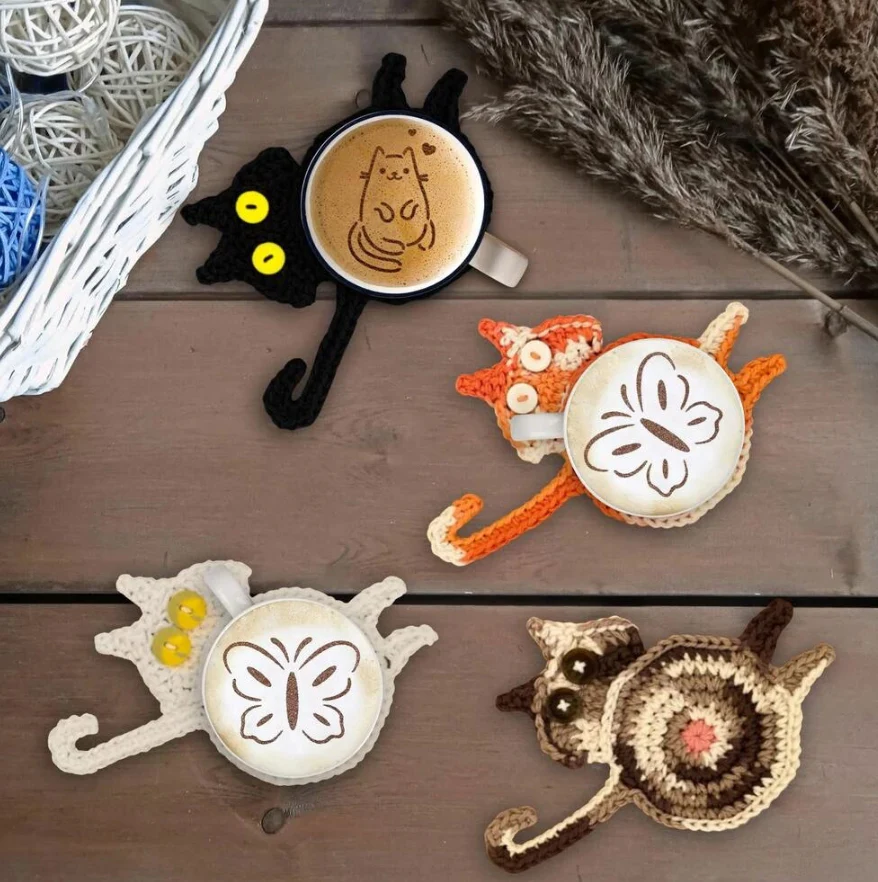 🐱🔥 Hot Sale! Schattige Handgemaakte Katten Onderzetter – Perfect Cadeau voor Kattenliefhebbers & Leuk Home Decor!