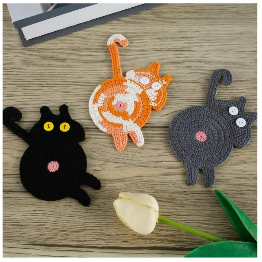 🐱🔥 Hot Sale! Schattige Handgemaakte Katten Onderzetter – Perfect Cadeau voor Kattenliefhebbers & Leuk Home Decor! - Image 3