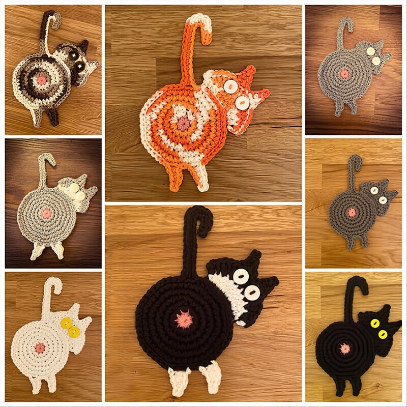 🐱🔥 Hot Sale! Schattige Handgemaakte Katten Onderzetter – Perfect Cadeau voor Kattenliefhebbers & Leuk Home Decor! - Image 30