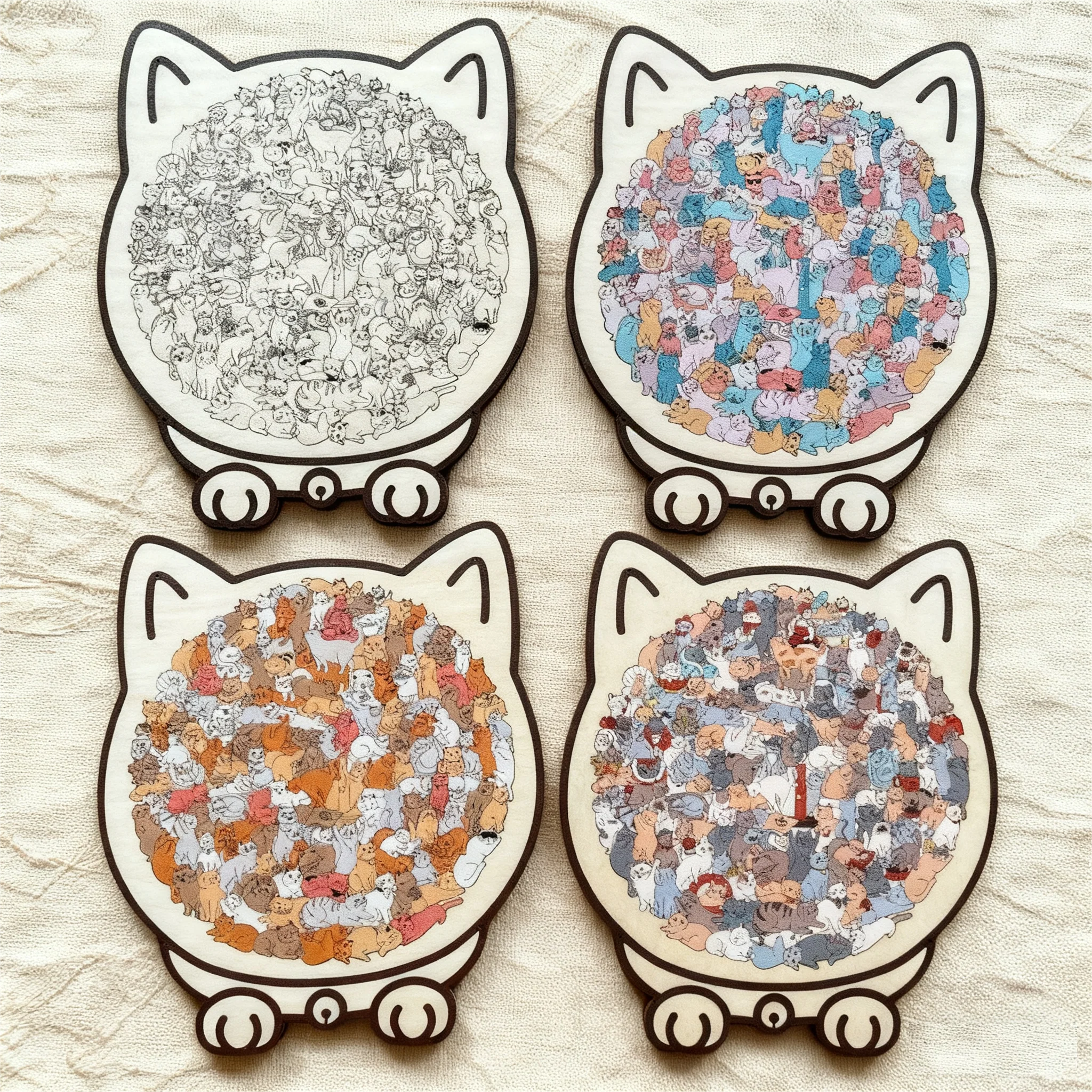 🐱🧩 135-delige Morandi-kleurige Houten Kat Puzzel – Uniek Katvormig Frame, Gedetailleerde Stukken & Stressvermindering (Decoratief Cadeau)! - Image 11