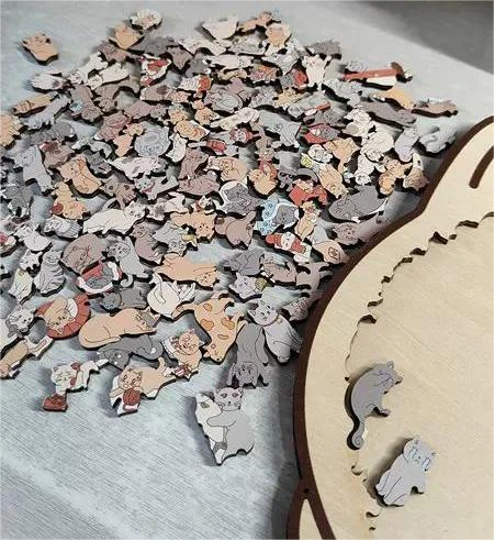 🐱🧩 135-delige Morandi-kleurige Houten Kat Puzzel – Uniek Katvormig Frame, Gedetailleerde Stukken & Stressvermindering (Decoratief Cadeau)! - Image 12
