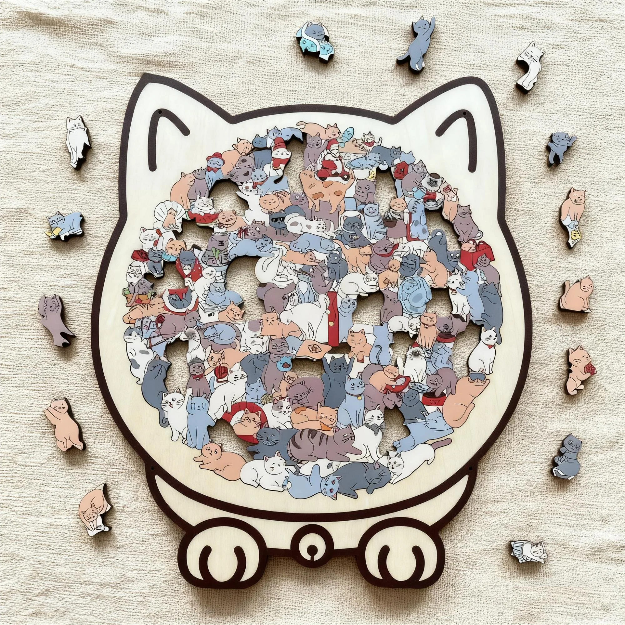 🐱🧩 135-delige Morandi-kleurige Houten Kat Puzzel – Uniek Katvormig Frame, Gedetailleerde Stukken & Stressvermindering (Decoratief Cadeau)! - Image 4