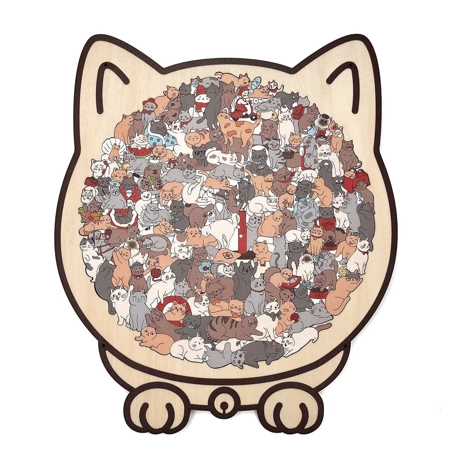 🐱🧩 135-delige Morandi-kleurige Houten Kat Puzzel – Uniek Katvormig Frame, Gedetailleerde Stukken & Stressvermindering (Decoratief Cadeau)! - Image 7