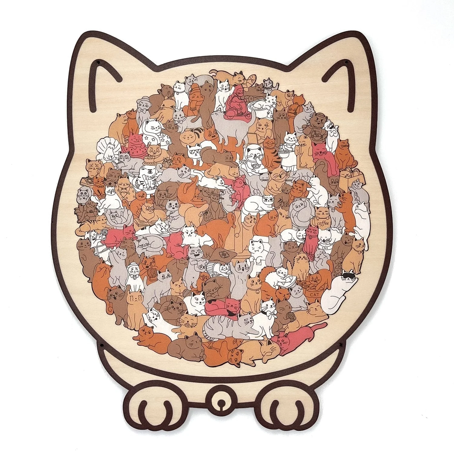 🐱🧩 135-delige Morandi-kleurige Houten Kat Puzzel – Uniek Katvormig Frame, Gedetailleerde Stukken & Stressvermindering (Decoratief Cadeau)! - Image 8
