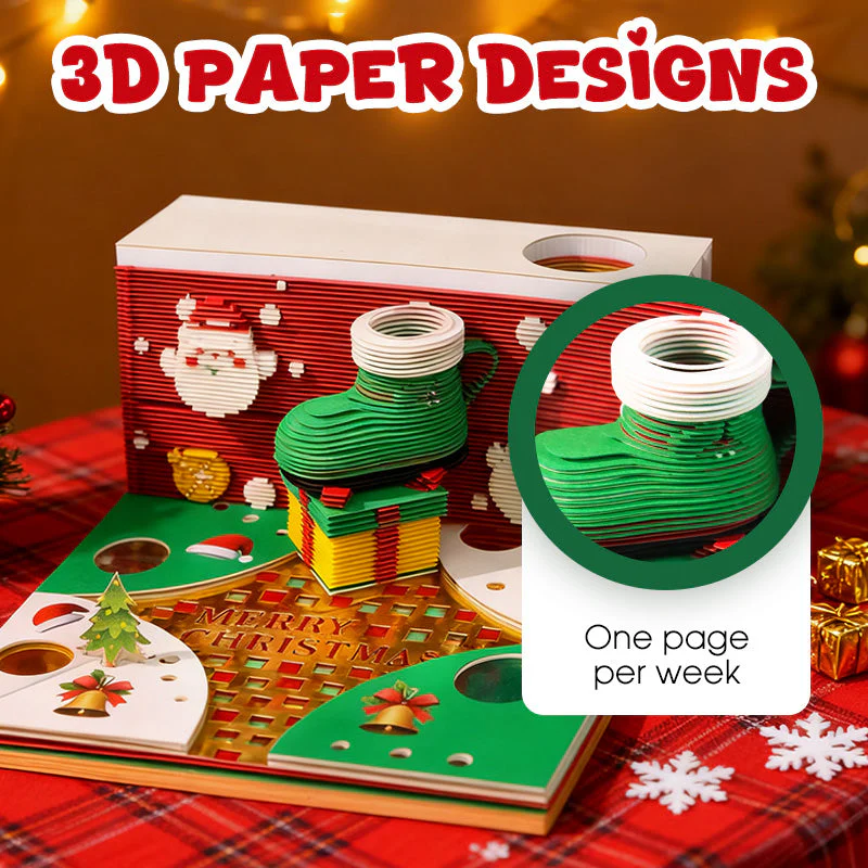 🎄✨ Kerstmis 3D Papieren Decoratiekalender – Cartoonillustraties, Weekelijks Ontvouwend Ontwerp & Multifunctioneel (Boekenlegger+Pennenhouder)! - Image 2