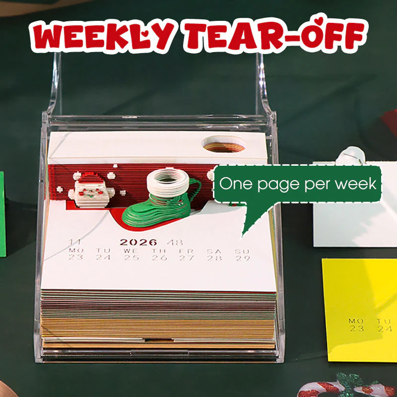🎄✨ Kerstmis 3D Papieren Decoratiekalender – Cartoonillustraties, Weekelijks Ontvouwend Ontwerp & Multifunctioneel (Boekenlegger+Pennenhouder)! - Image 3