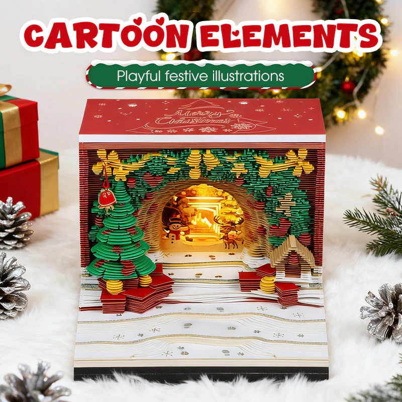 🎄✨ Kerstmis 3D Papieren Decoratiekalender – Cartoonillustraties, Weekelijks Ontvouwend Ontwerp & Multifunctioneel (Boekenlegger+Pennenhouder)! - Image 7