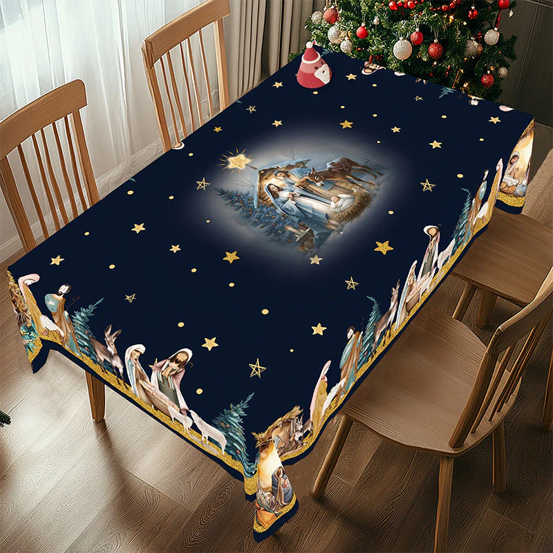 🎄🍽️ Kerstmisvakantie Bedrukt Tafelkleed – Feestelijk Thema, Vochtbestendig Polyester & Veelvoudige Maten(Perfect voor Kerstfeest Decoratie!) - Image 10