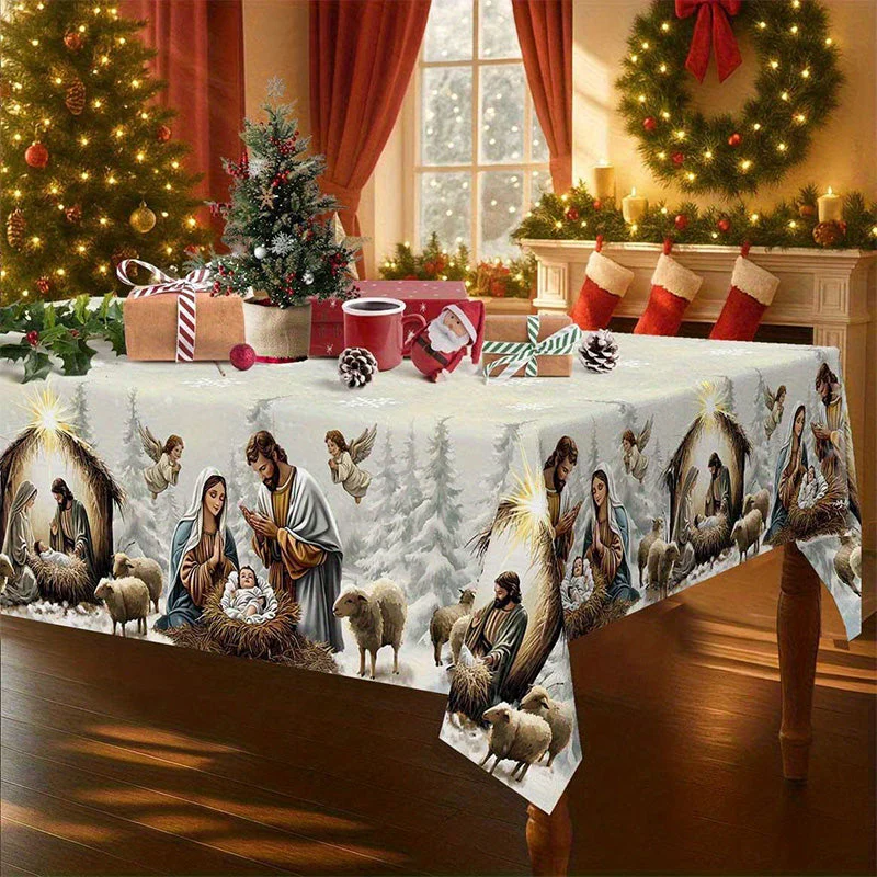 🎄🍽️ Kerstmisvakantie Bedrukt Tafelkleed – Feestelijk Thema, Vochtbestendig Polyester & Veelvoudige Maten(Perfect voor Kerstfeest Decoratie!) - Image 15