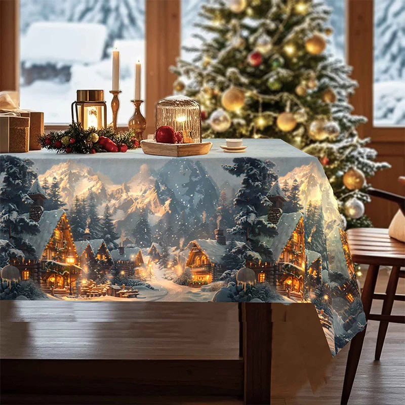 🎄🍽️ Kerstmisvakantie Bedrukt Tafelkleed – Feestelijk Thema, Vochtbestendig Polyester & Veelvoudige Maten(Perfect voor Kerstfeest Decoratie!) - Image 16