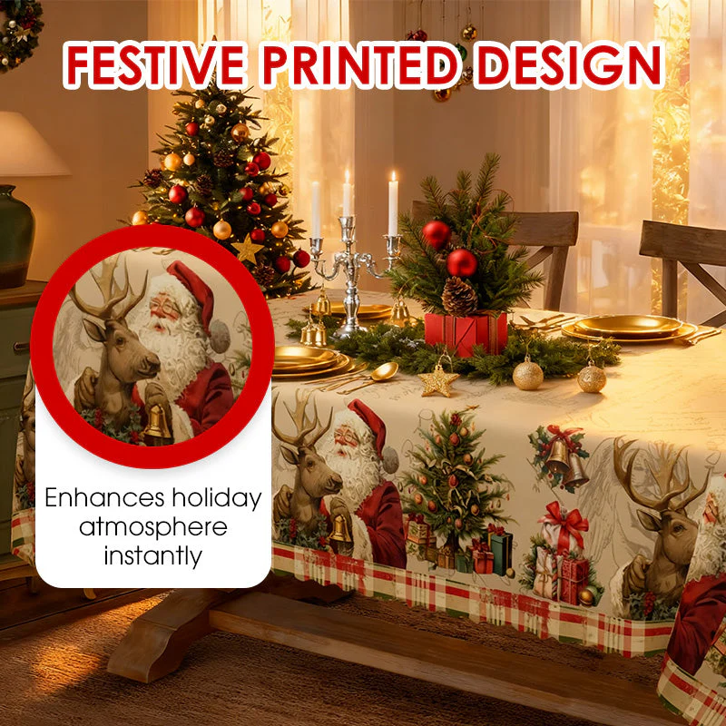 🎄🍽️ Kerstmisvakantie Bedrukt Tafelkleed – Feestelijk Thema, Vochtbestendig Polyester & Veelvoudige Maten(Perfect voor Kerstfeest Decoratie!) - Image 3