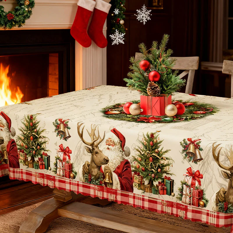 🎄🍽️ Kerstmisvakantie Bedrukt Tafelkleed – Feestelijk Thema, Vochtbestendig Polyester & Veelvoudige Maten(Perfect voor Kerstfeest Decoratie!) - Image 8